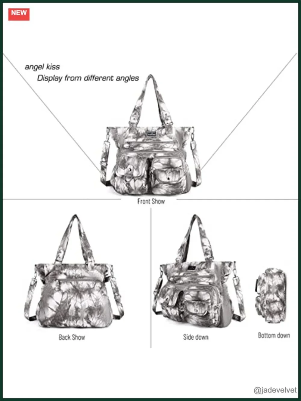 Large Soft PU Leather Hobo Bag with Crossbody Strap, 8 Pockets, Zipper Closure